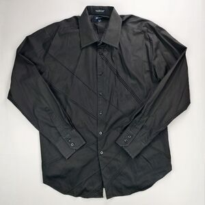 Simon Chang XL Black Dress Shirt 3D Stitched Elegant Cotton Button Down